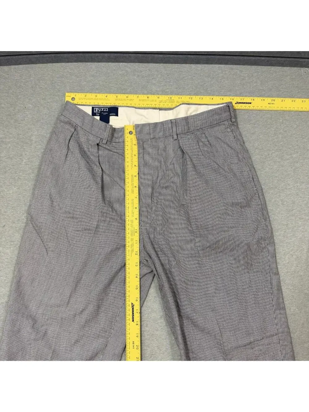 Vintage 1990’s Polo Ralph Lauren Pleated Trouser Pants Micro Houndstooth‎ 32X34